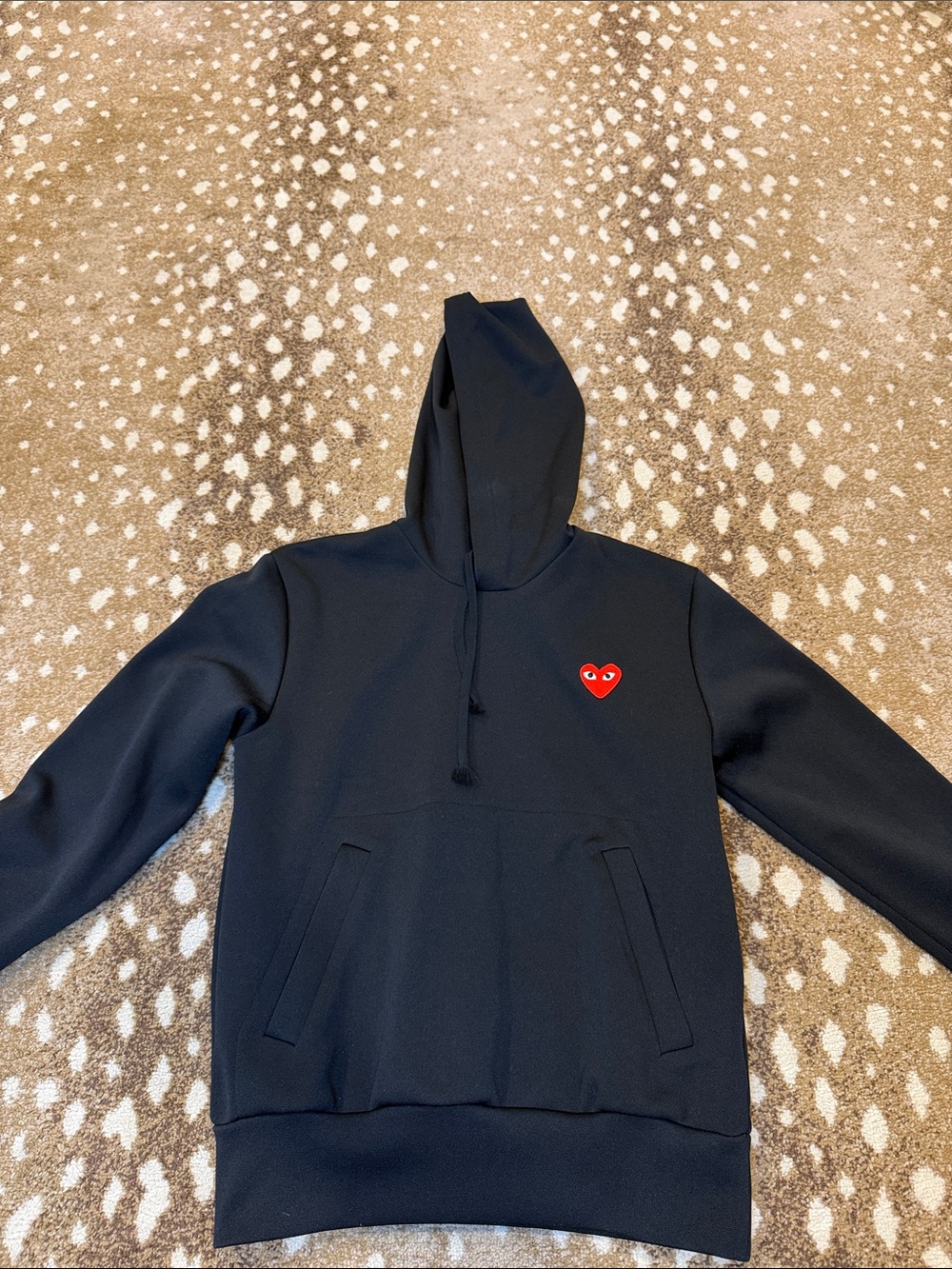 Comme des Garçons PLAY Black Hoodie with Red Heart Patch
